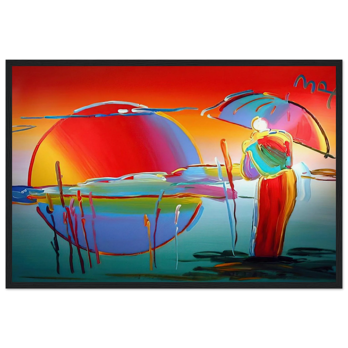 BUDDHA MOON MONK SUNRISE 1999 Framed Poster | Peter Max Framed Prints Wall Art | Peter Max Poster
