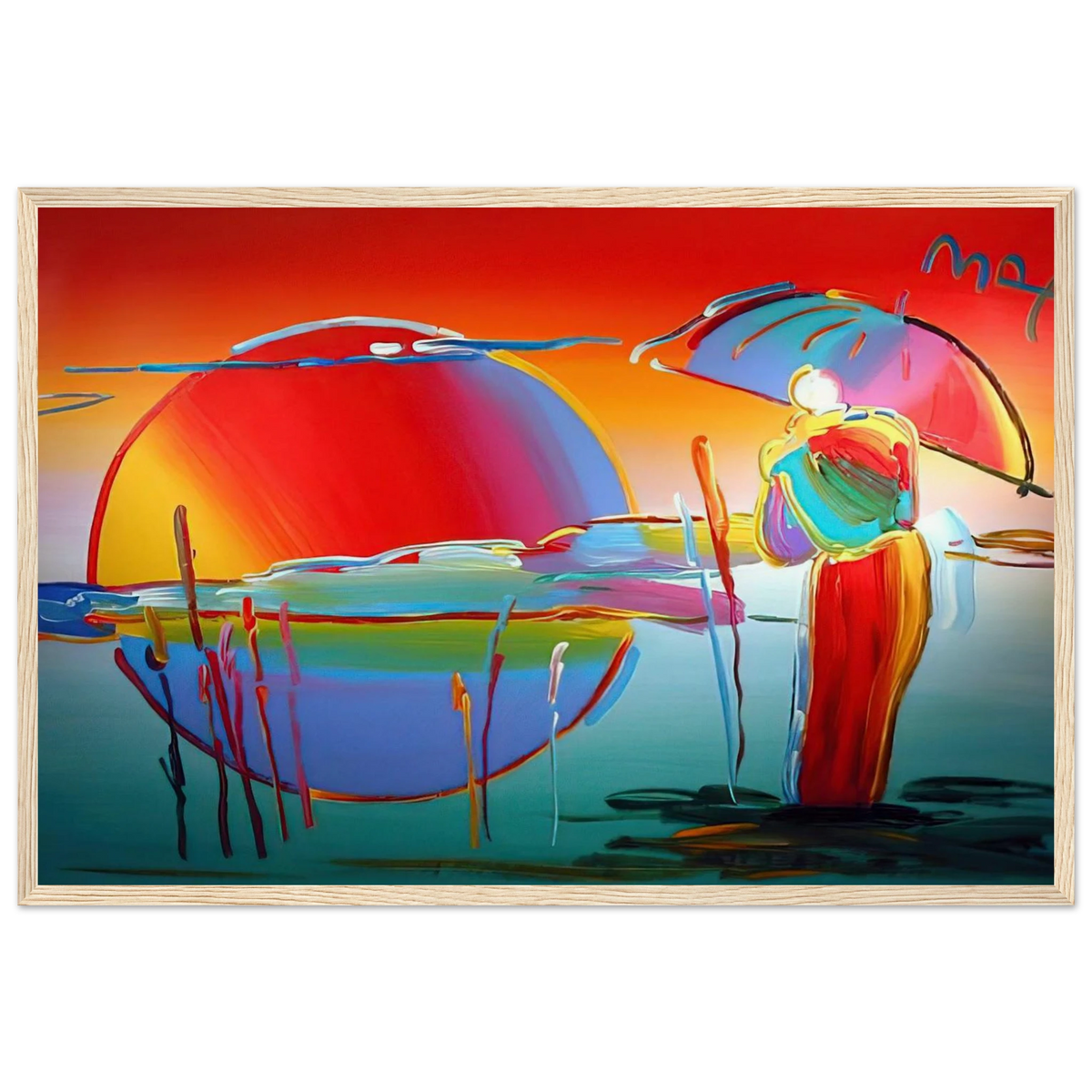 BUDDHA MOON MONK SUNRISE 1999 Framed Poster | Peter Max Framed Prints Wall Art | Peter Max Poster