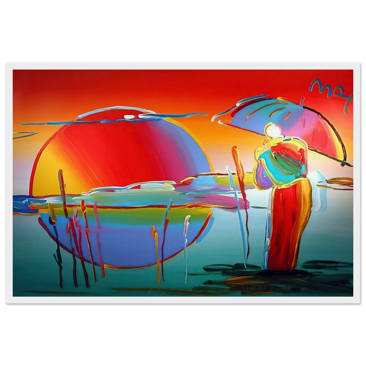 BUDDHA MOON MONK SUNRISE 1999 Framed Poster | Peter Max Framed Prints Wall Art | Peter Max Poster