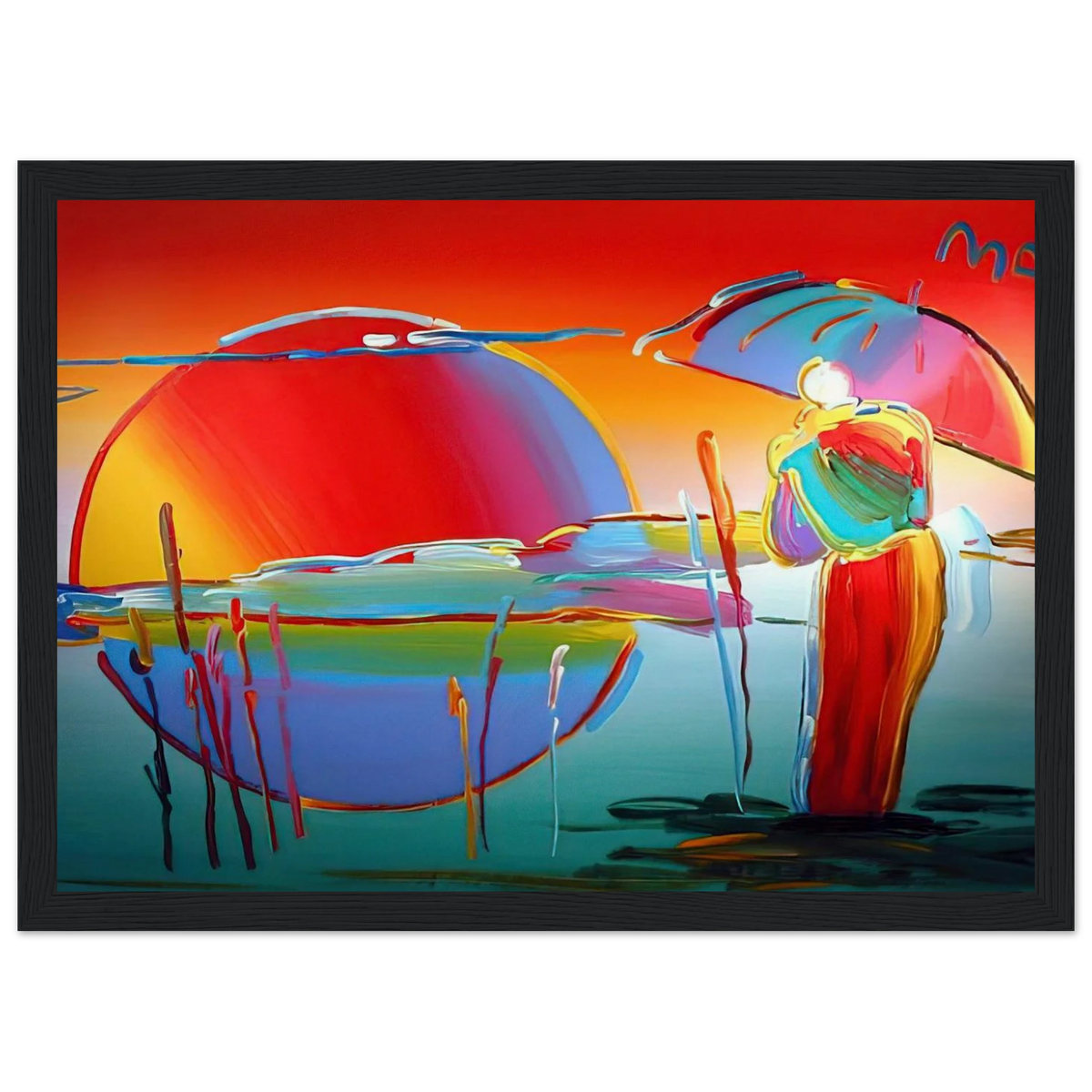 BUDDHA MOON MONK SUNRISE 1999 Framed Poster | Peter Max Framed Prints Wall Art | Peter Max Poster