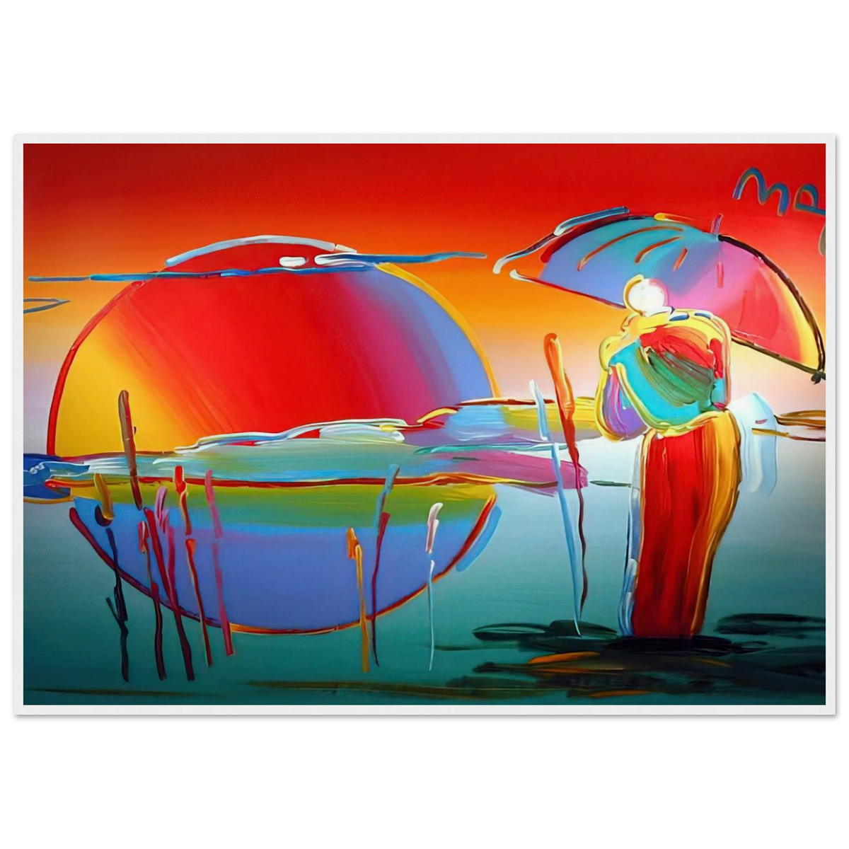 BUDDHA MOON MONK SUNRISE 1999 Framed Poster | Peter Max Framed Prints Wall Art | Peter Max Poster