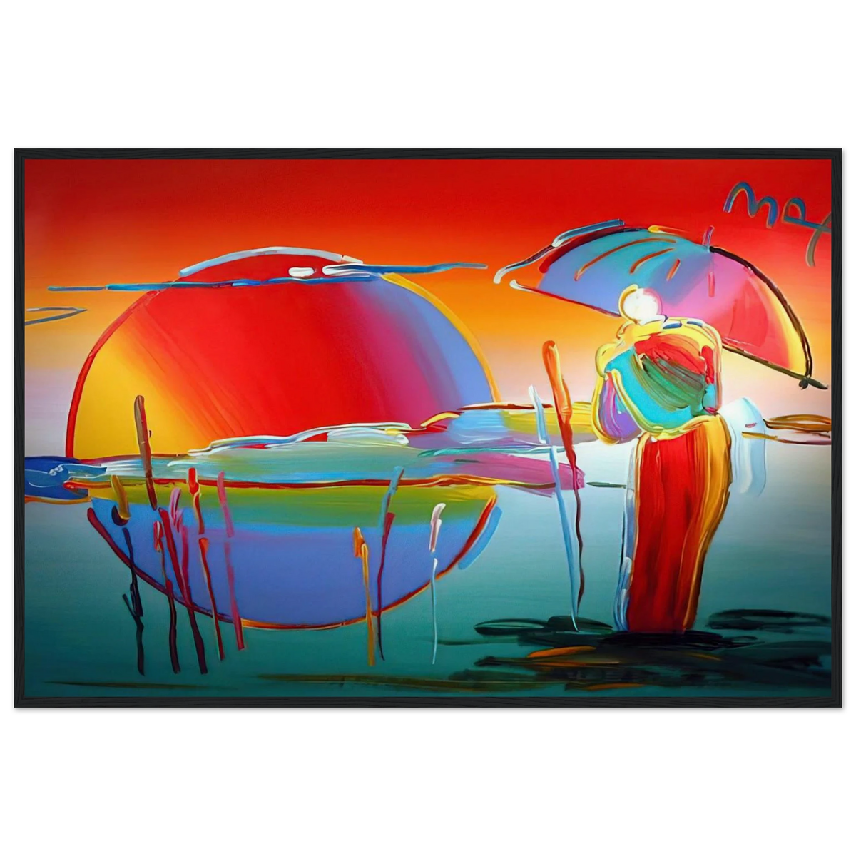 BUDDHA MOON MONK SUNRISE 1999 Framed Poster | Peter Max Framed Prints Wall Art | Peter Max Poster