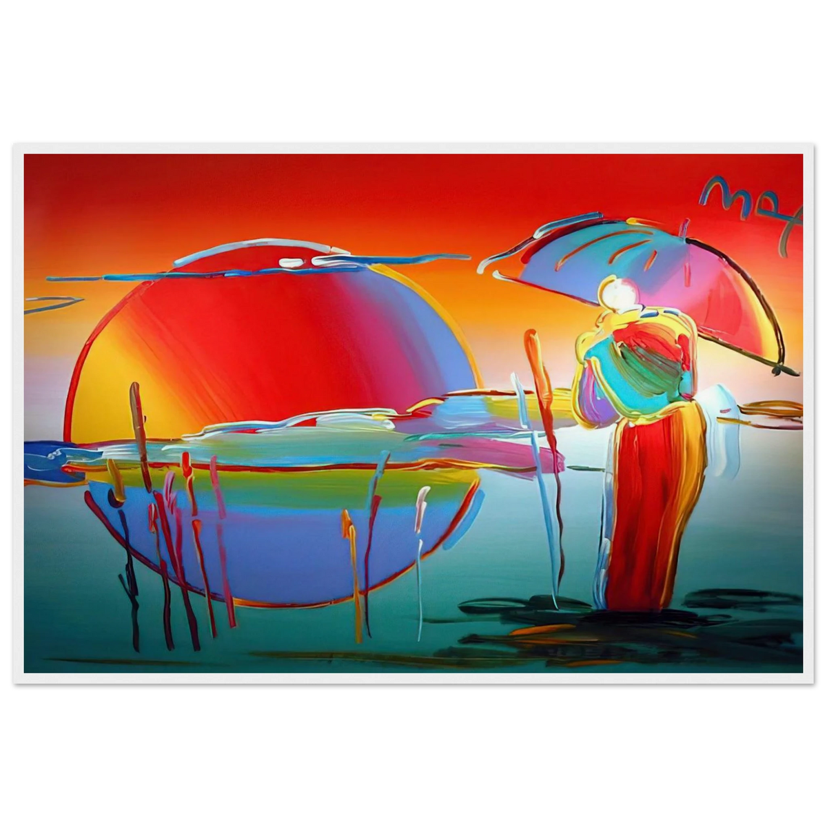 BUDDHA MOON MONK SUNRISE 1999 Framed Poster | Peter Max Framed Prints Wall Art | Peter Max Poster
